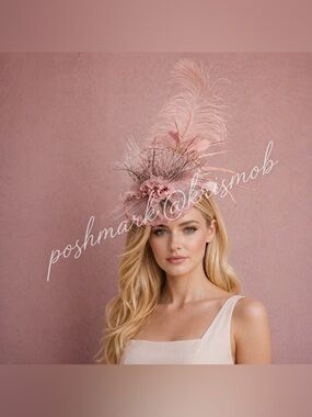Kentucky Derby Hat KY Oaks Fascinator Pink Organza Feather Floral Statement